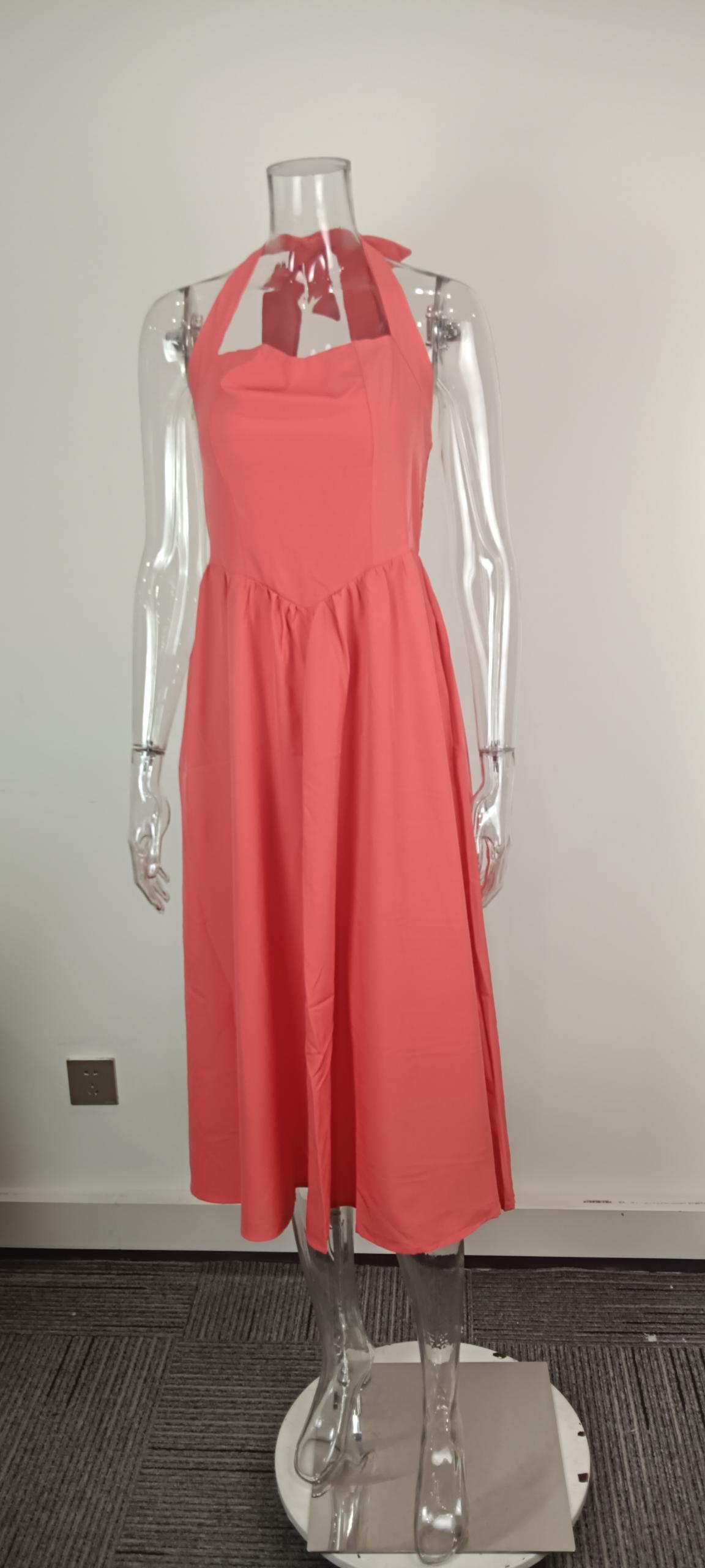 2026 Cross-Border Foreign Trade Women's Clothing European And American Spring New Fashion Elegant Wide Strap Halter Neck_ecoleips.com