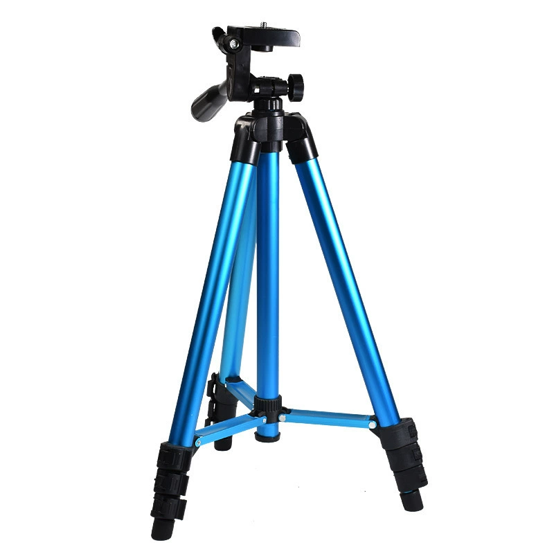 Camera tripod, telescopic aluminum, ABS head, phone clip, supports up to 2 kg