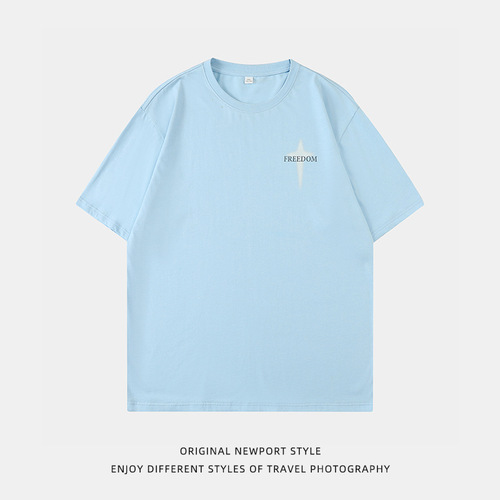 Kang Road Men's Apparel American Street Style Short Sleeve T-Shirt Unisex Summer Couple Loose Cotton Trend Brand Print T-Shirt
