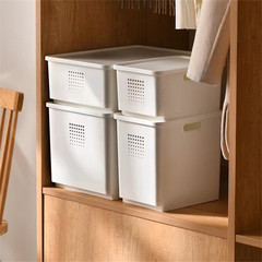 衣類収納ボックス プラスチック製 蓋付き 卓上 おもちゃ スナック収納ボックス ハンドル付き 雑貨整理ボックス 家庭用