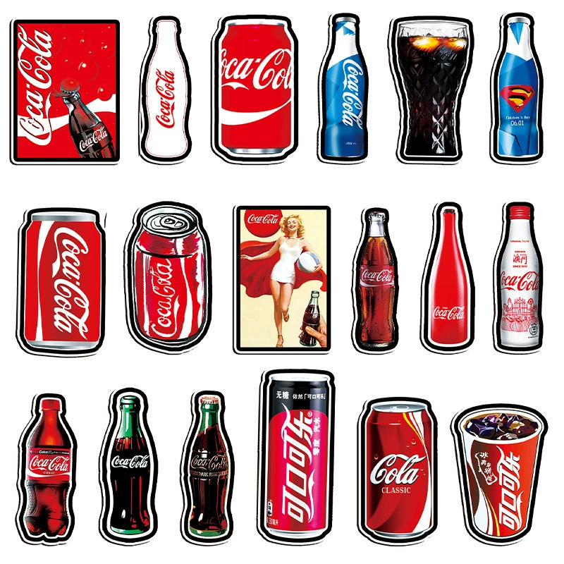 Стикер, ноутбук, мультяшный чемодан, Coca-Cola, граффити