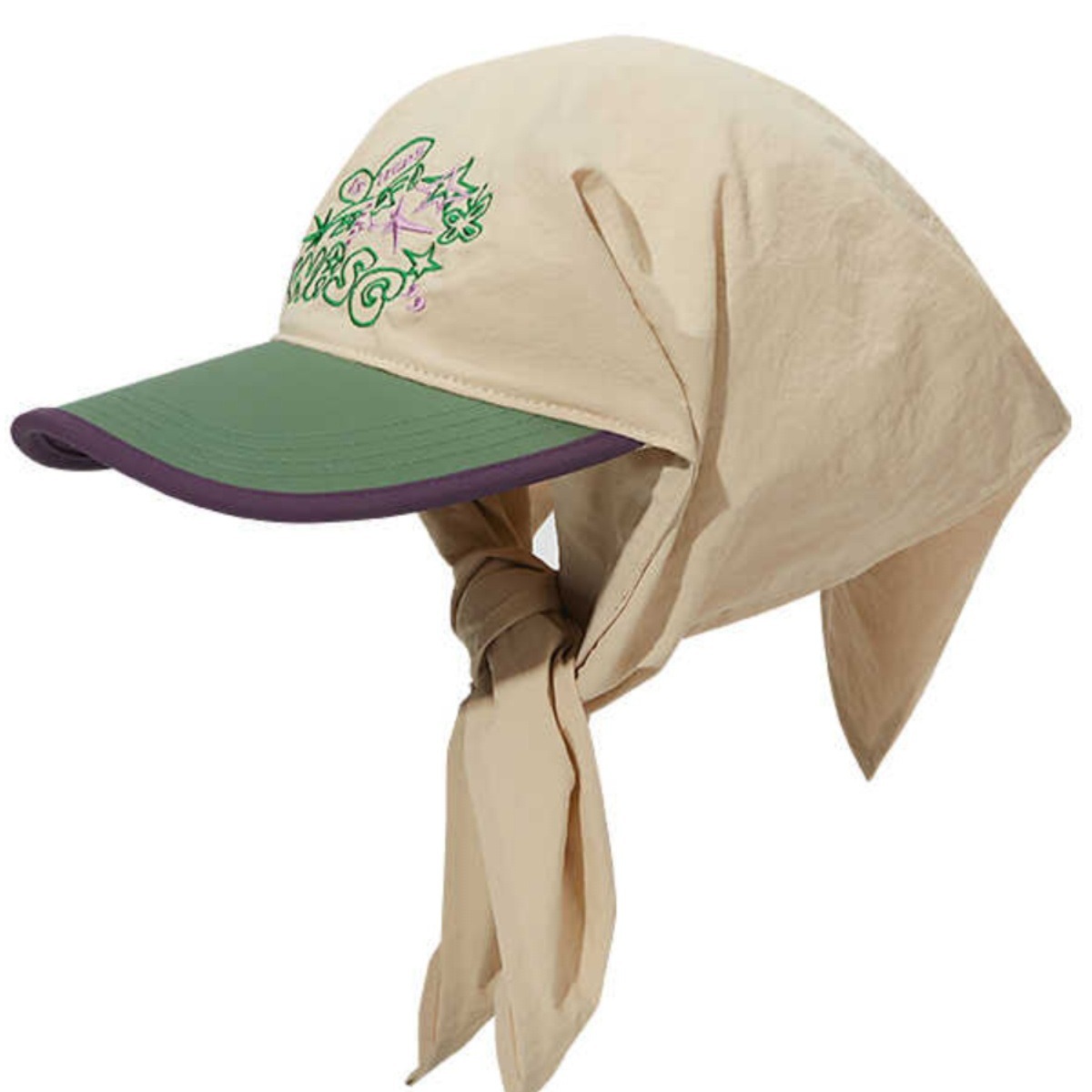 Summer Power Protection, Sunscreen, Sunshade Hat, Unique Design, Colored Tie Headband, Embroidered Street Skateboarding,_voghion.com