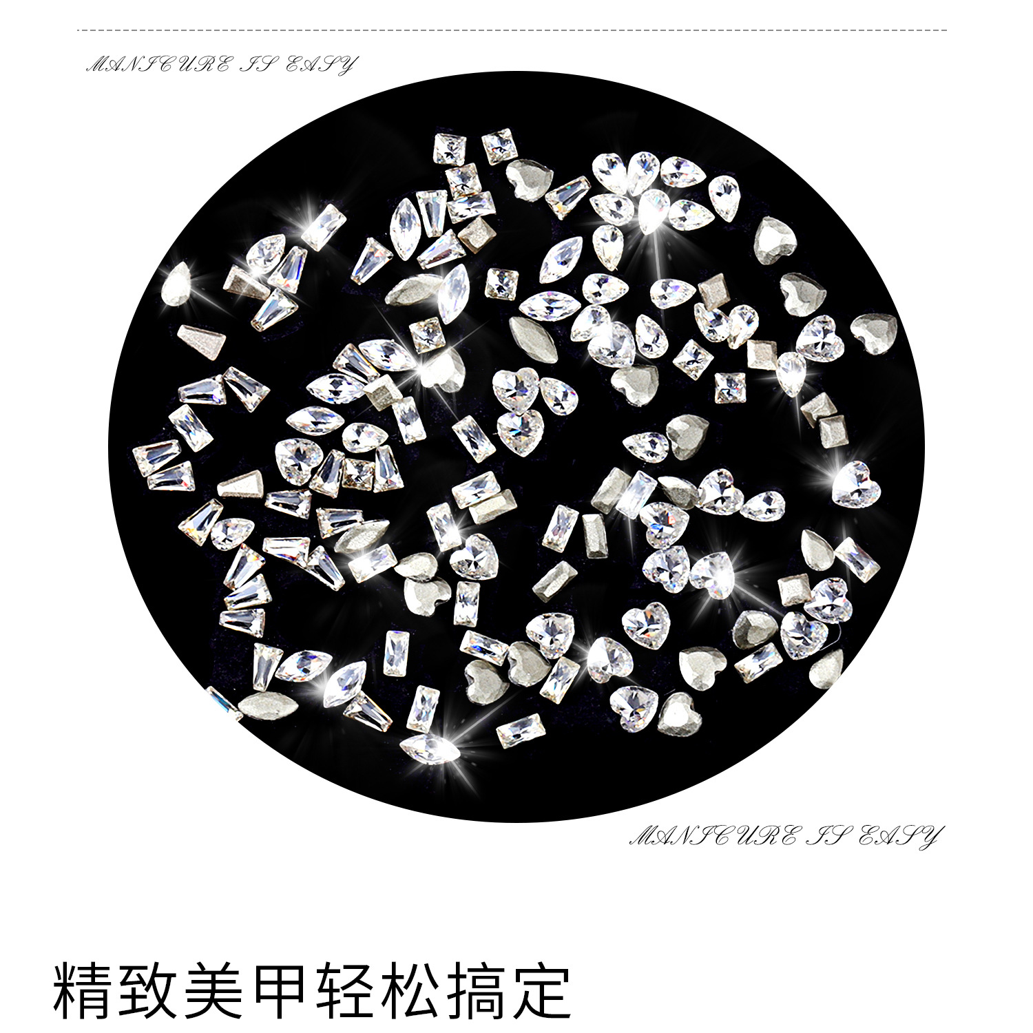 Joyería de uñas nuevo invertido mini ZIRCON diamante transparente blanco intermitente caballo ojo gota de agua tamaño pequeño ZIRCON decoración de uñas