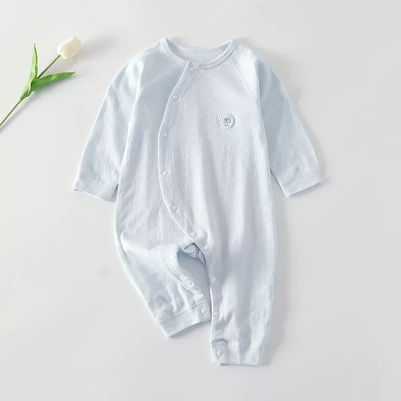 婴儿连体衣春秋纯棉长袖睡衣外出爬服新生男女宝宝和尚服无骨哈衣