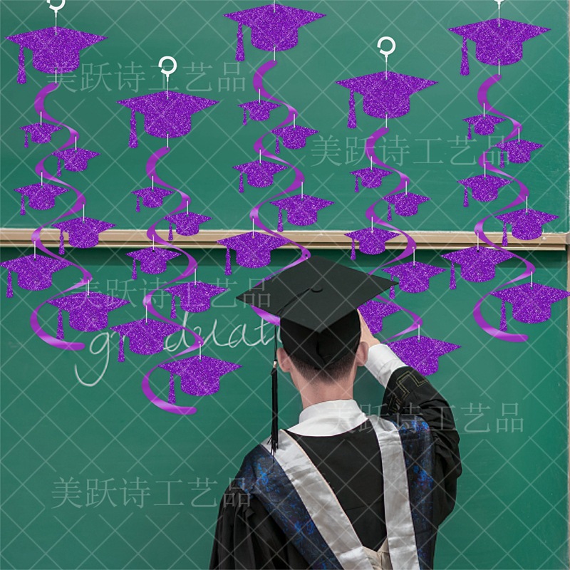 Nueva decoración de la fiesta de graduación campana de viento espiral colgantes de grados sombrero espiral colgante accesorios de decoración de graduación