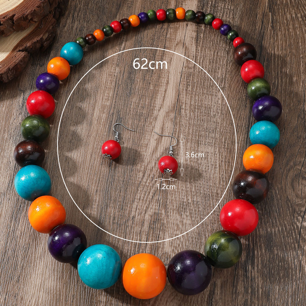 Retro Ethnic Style Bohemian Irregular Geometric Rhombus Resin Irregular Beaded Women's Earrings Necklace Jewelry Set display picture 15