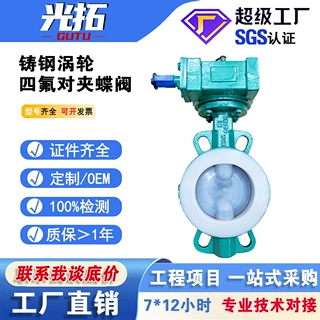 铸钢涡轮对夹四氟蝶阀D371F46-16C全衬PTFE耐腐蚀耐酸碱 对夹蝶阀