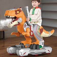 恐竜のスプレーのおもちゃの電動は歩くことができて、滑車の覇王竜の特大サイズの子供の男の子のプレゼントの男の子に乗ることができます。