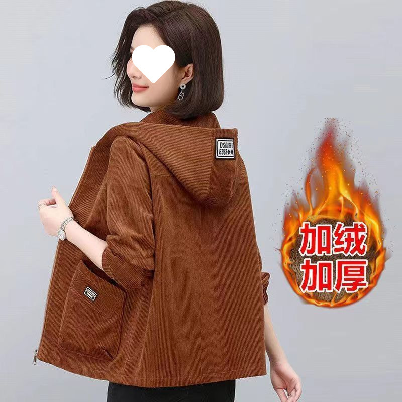 洋气妈妈秋冬加绒外套中老年女装休闲短款外套奶奶装春秋季夹克衫|undefined