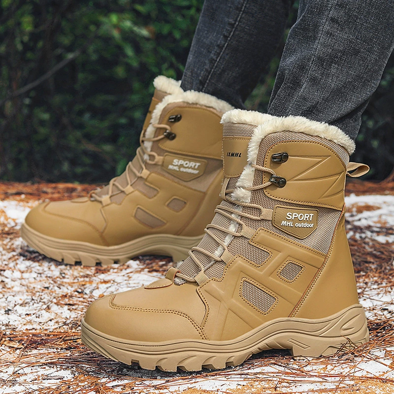 Зимой новый Amazon большой размер хлопковые сапоги теплые толстые хлопчатобумажные туфли северные пушистые мужские высокие снежные сапоги оптом