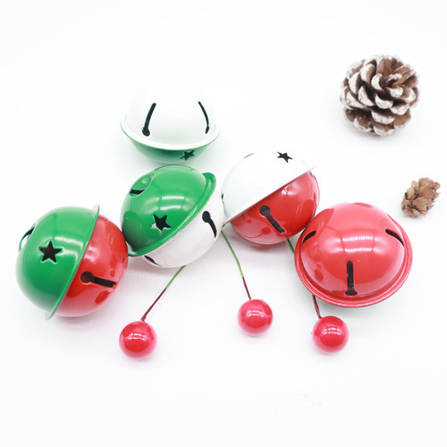 4CM Dual-Color Five-Star Bell Christmas Decoration Apple Gift Box DIY Accessories Pet Keychain Bell Christmas Bell