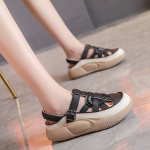 包头罗马凉鞋女2025新款夏季镂空透气厚底软底孕妇休闲运动沙滩鞋