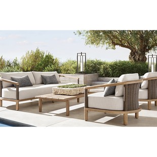 Outdoor Open-Air Sofa Garden Balcony Courtyard Sofa Teak Leisure Sofa Combination Terrace Villa Open-Air Furniture