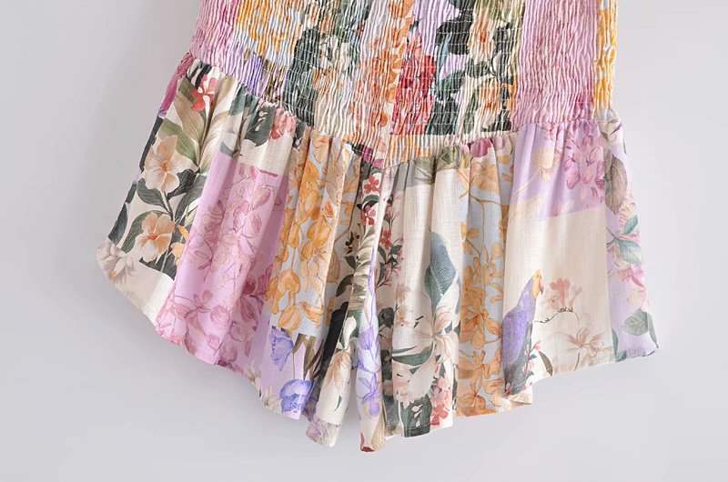 ruched floral print shorts NSAM50382