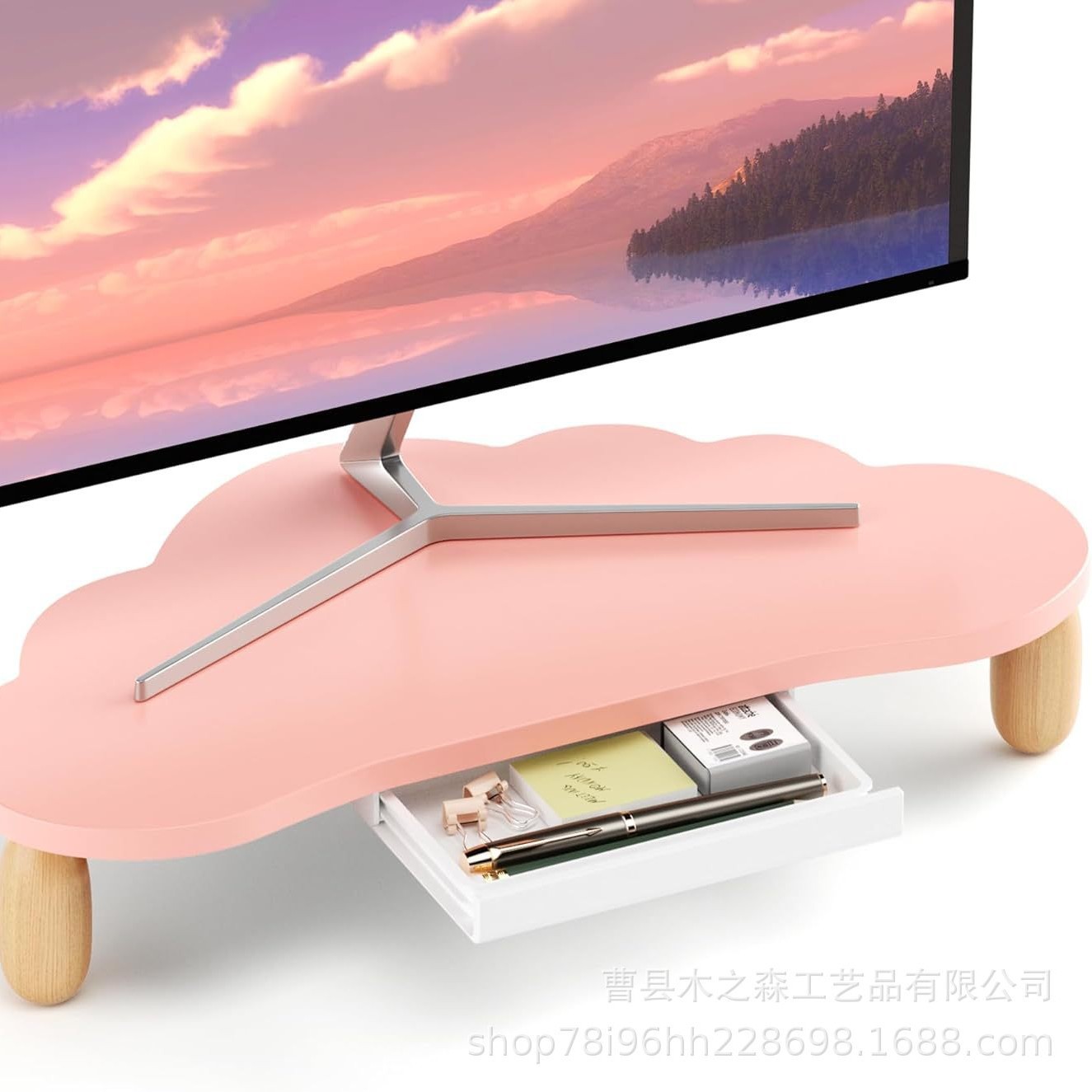홈 모니터 높이 조절 침실 데스크탑 컴퓨터 화면 스탠드 사무실 데스크탑 노트북 정리 선반