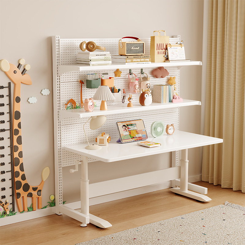 Estante de almacenamiento de tablero de agujero estante de piso escritorio integrado contra la pared metal libre de perforación escritorio de computadora estudio estante de almacenamiento