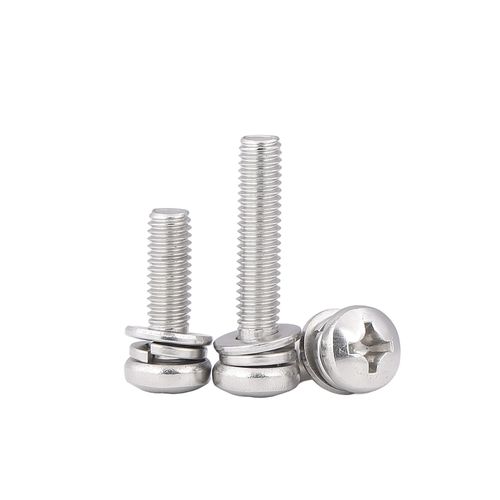 Factory direct 304 stainless steel cross pan head round head three combination screws M2M3M4M5M6M8 GB9074.8