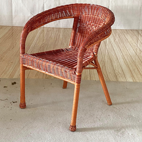 Fern Vine Chair, 3-Piece Rattan Set: Elderly Backrest Chair, Stool, Senior Seating, Round Chair, Single-Person Rattan Design for Home Use