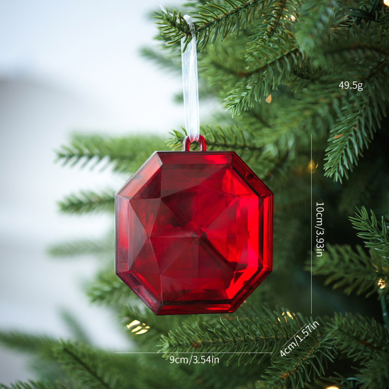 新しいクリスマスツリーペンダントカラフルな光沢のあるアクリルフェイクジェムストーンペンダントクリスマスとバレンタインデーの装飾クロスボーダー|undefined