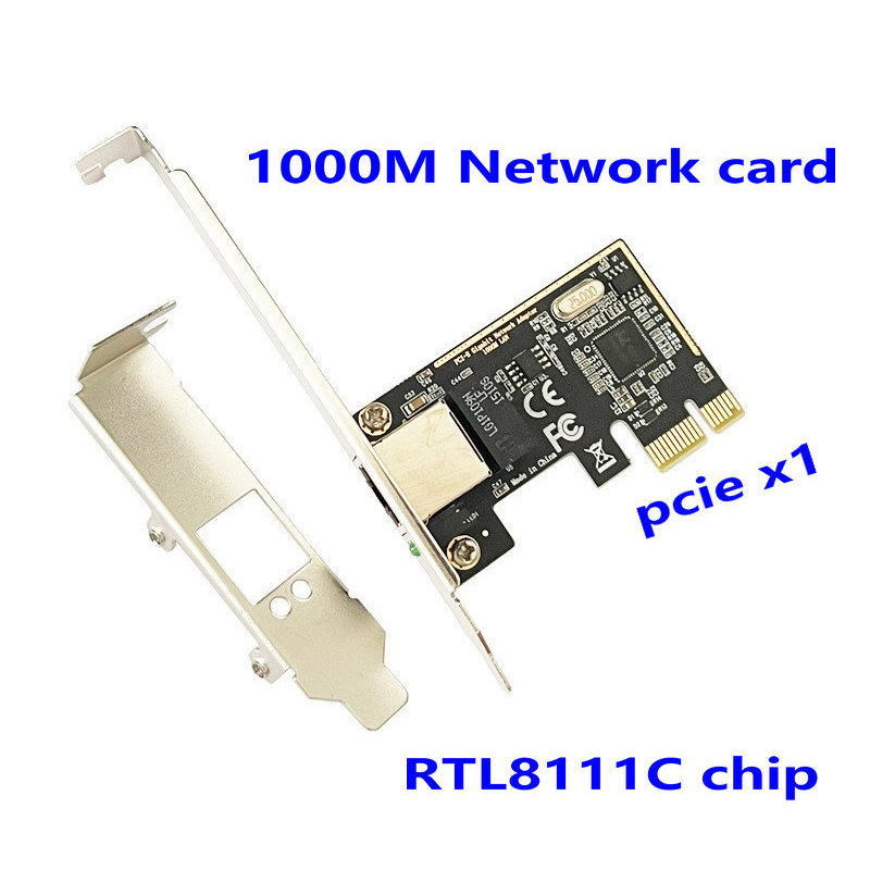 PCIE 1X Compatible 16X Desktop Graphics Small Card Slot Gigabit Network Card 1000M 8111C Chip Drive-Free