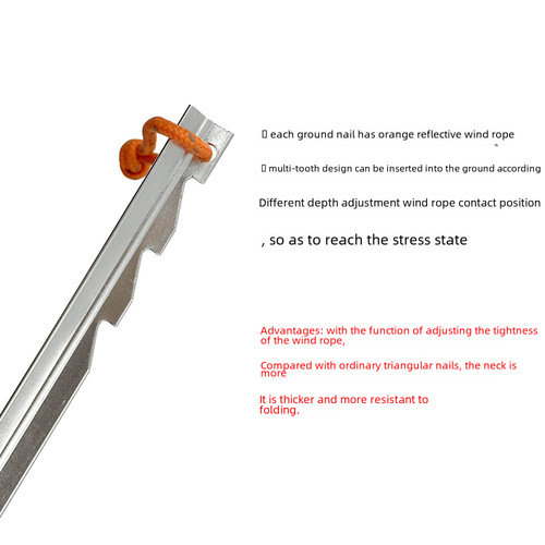 12 outdoor tents aluminum alloy adjustable three-prong ground anchors 18cm with reflective cord high-strength camp spikes for securing ground stakes