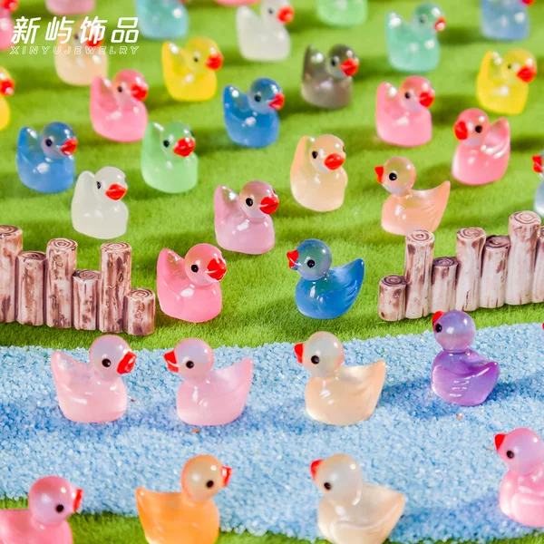 Luminous Duck Cute Resin Mini DIY Creative Handmade Yellow Duck Ornaments