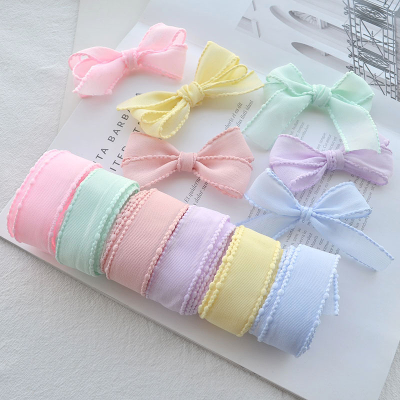 25mm New drum edge spring color gauze with handmade DIY accessories homemade bow hairpin hair rope material