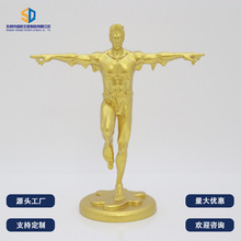 金属手办定制雕像金色经典人物模型办公室摆件肌肉健美雕塑工艺品