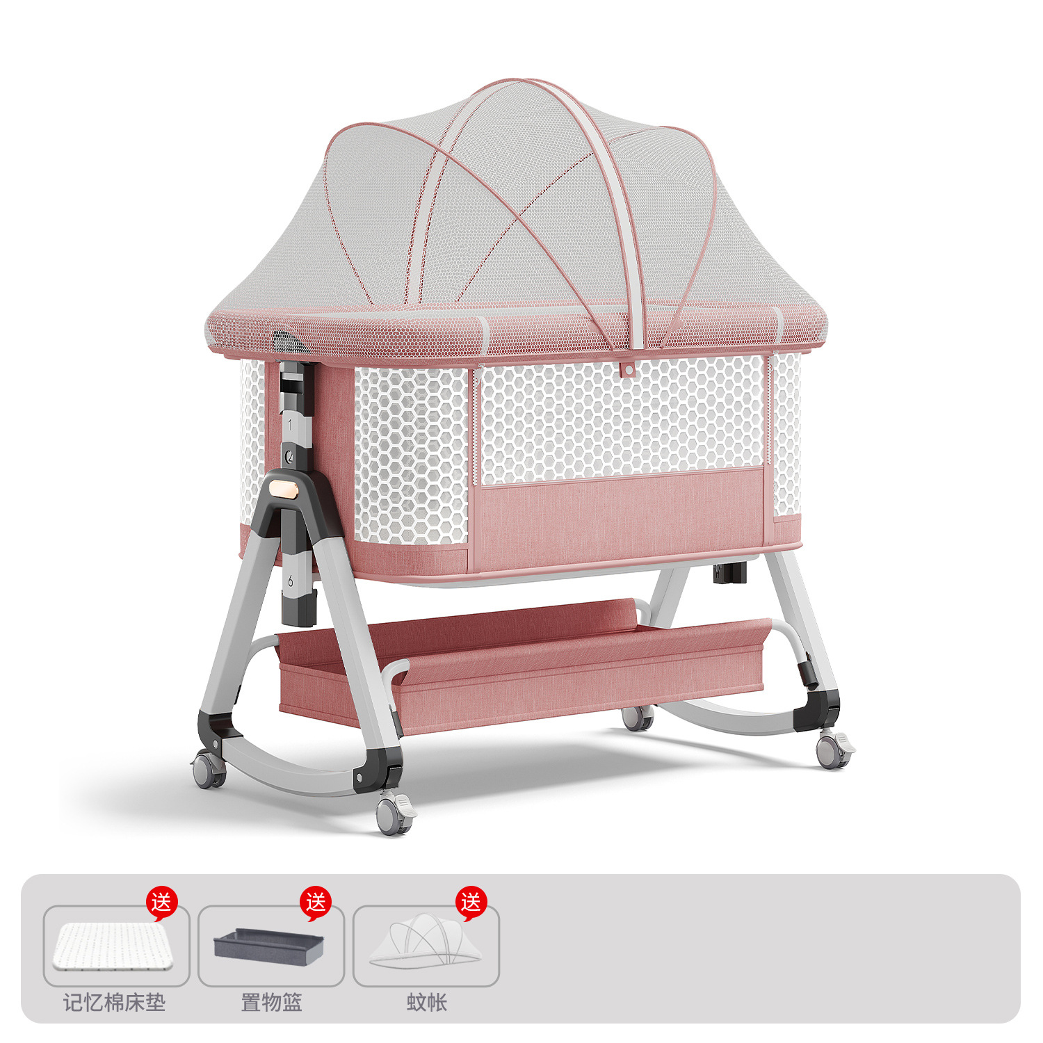 Cama para bebés, campana móvil, cuna, cama plegable portátil multifuncional, cama BB para recién nacidos, cama de empalme grande