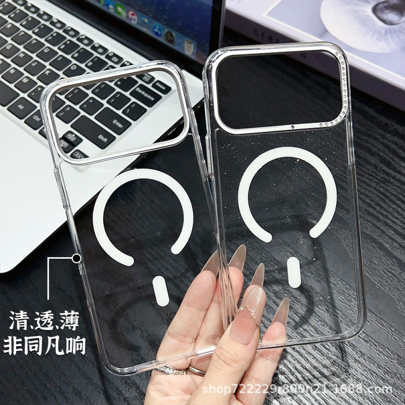 适用苹果17手机壳彩镀渐变色17Air透明闪粉iPhone17pro max磁吸壳|undefined