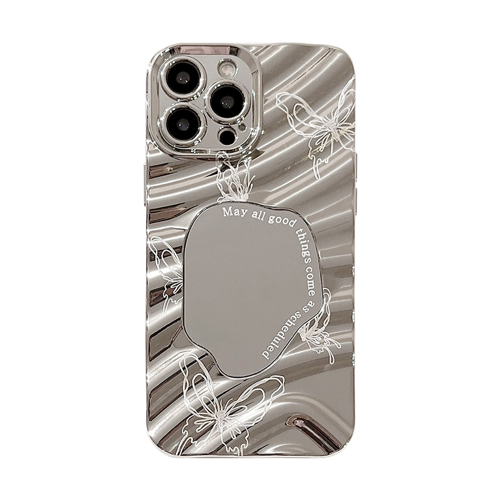Custodia protettiva per iPhone 17 16 15 14 13 12 11 Pro Promax Plus Butterfly Mirror Case Silver Plated 14promax Premium Sense 15 Per 16 Waves 11_voghion.com