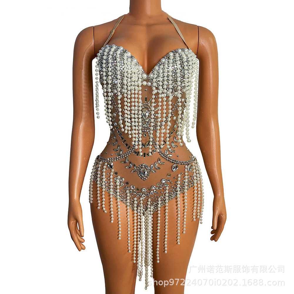 2024 canción femenina djds sexy y lujosa chaqueta con capucha de horquilla alta de una pieza de diamantes completos con traje de escenario exterior