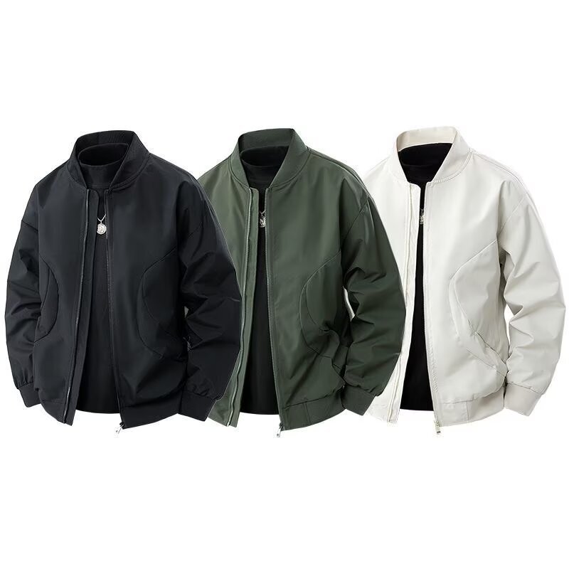 American-Style Three-Proof Flight Jacket for Men, Spring and Autumn Short Cleanfit Baseball Collar Coat, Workwear Softshell Jacket