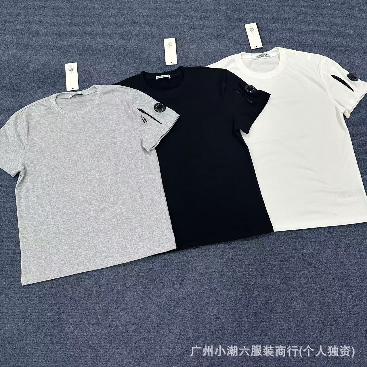 亚马逊供货CP短袖COMPANY基础款镜片徽章纯色T恤男女高街欧码现货