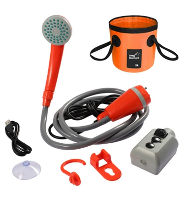 Kempinq və səyahət – washing gadget, home use - wireless-lithium-battery-model-b-black-and-orange-with-20l-water-bucket