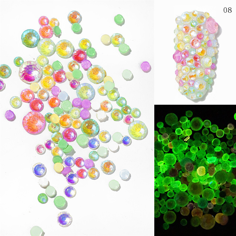 Taifei clavo taladro 8-color redondo diamante plano DIY clavo taladro luminoso diamante tamaño mezclado 288 brillante diamante luminoso