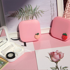 Korean style simple cute bear contact lens box ins cartoon contact lens companion box double box portable care box