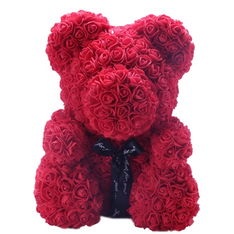 Flor preservada oso rosa 520 regalo del Día de San Valentín tienda de flores supermercado PE espuma flor abrazo oso rosa