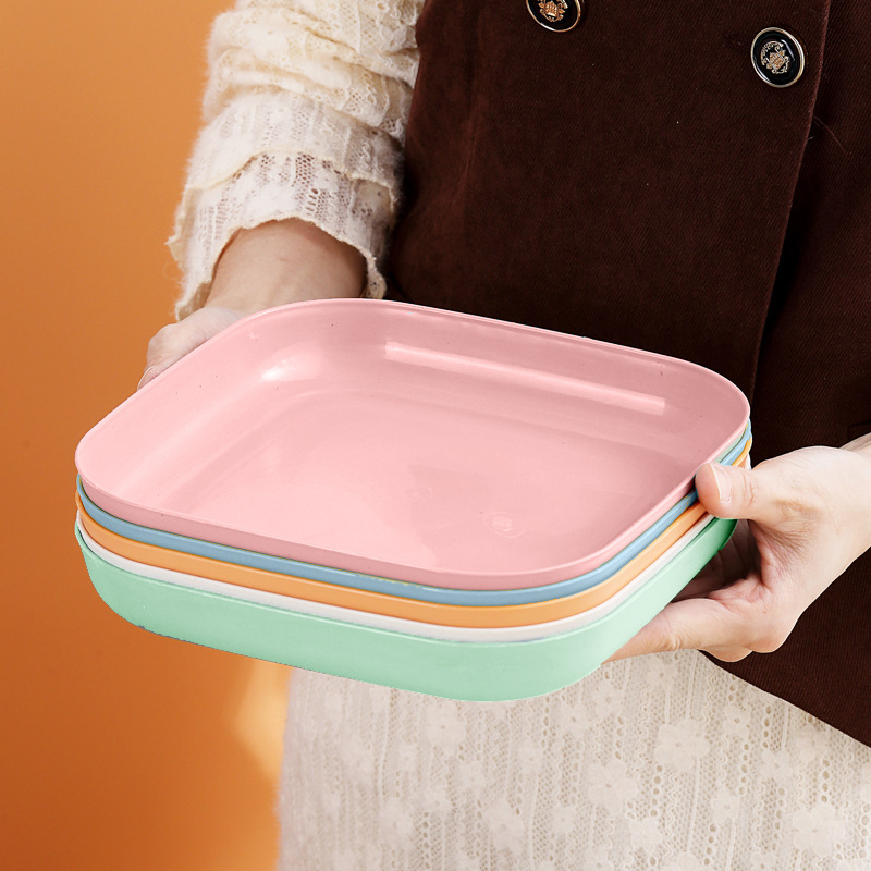 Nordic Style Square Large Plate Household Spitting Bone Plate Tableware Set Internet Popular ins Creative Plastic Plate Fruit Plate