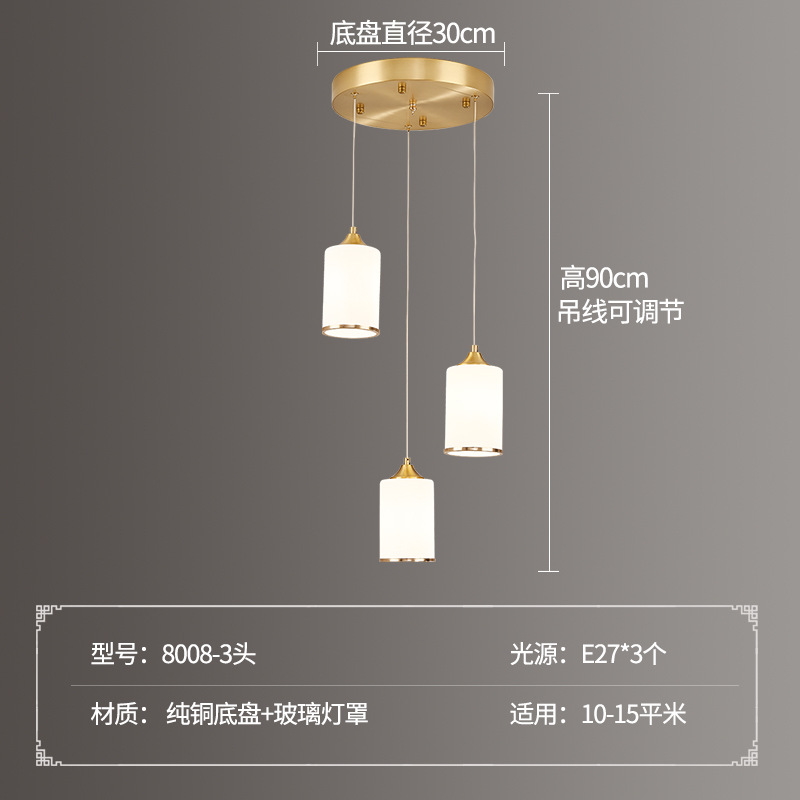 Nueva escalera china de cobre toda la lámpara de la casa de la sala de estar del comedor de la lámpara de salto alto hueco giratorio largo lámpara de la casa de la lámpara