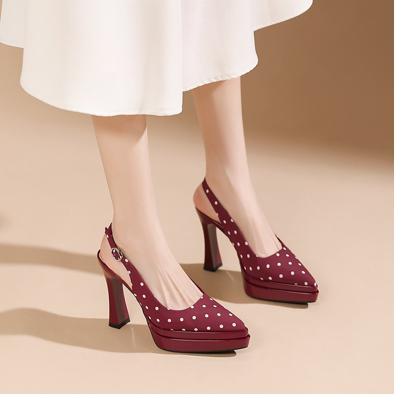 Sandal cao gót nữ mũi nhọn gót nhọn 11 cm, chất liệu satin bít mũi hở gót — Đen - 11cm