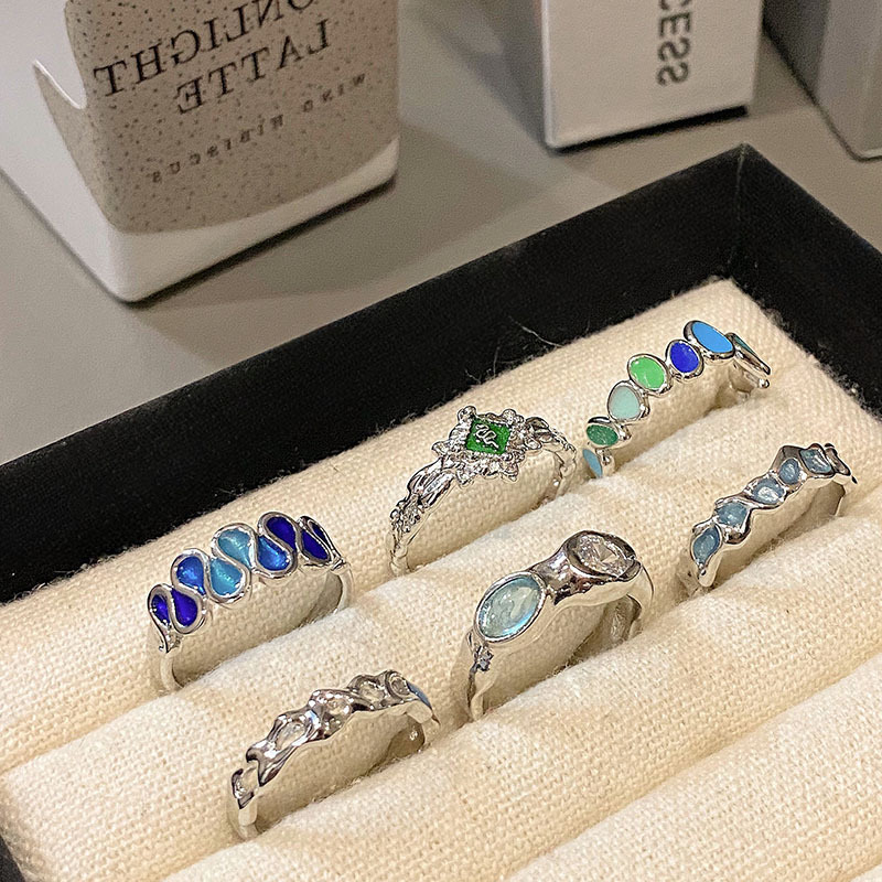 簡約撞色氛圍感琺瑯彩鋯戒指女小眾不撞款精緻通勤百搭氣質指環