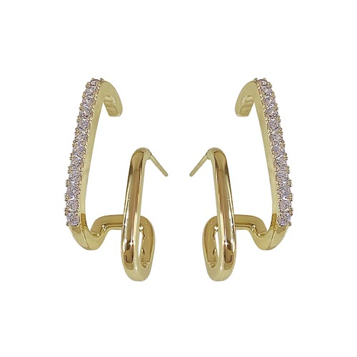 S925 silver needle Wang Ziwen same style earrings for women geometric zircon inlaid light luxury temperament niche high-end design earrings