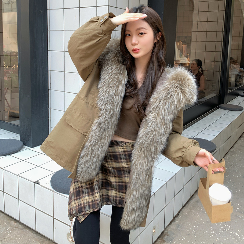 Down Jacket Women's 2025 Winter New Duck down Liner Removable Raccoon Fur Collar Mid-Length Parka Fur Jacket Down Jacket Women's 2025 Winter New Duck down Liner Removable Raccoon Fur Collar Mid-Length Parka Fur Jacket
