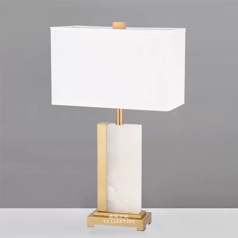 后现代轻奢样板间客厅卧室床头灯美式简约创意L形金属云石台灯