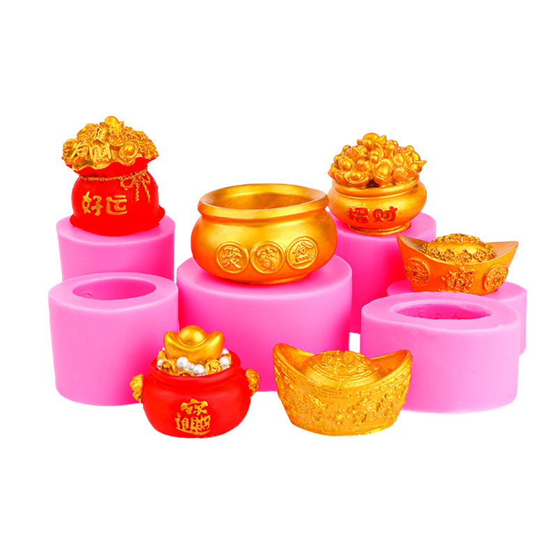 Jubao cuenca suerte bolsa de dinero lingote molde de silicona DIY personalizado hogar sala de estar Oficina recepción escritorio decoración molde