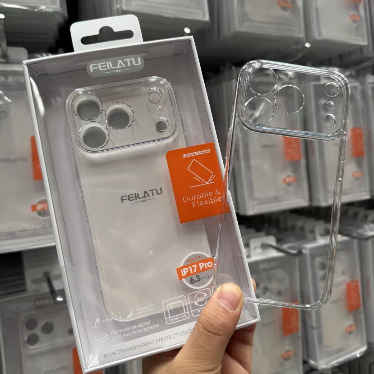 【飞拉图】品牌 PC系列透明手机壳，适用苹果16-17系列 精孔壳