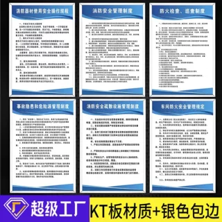 kt板工厂车间仓库公司规章安全生产检查管理制度牌消防制度牌上墙