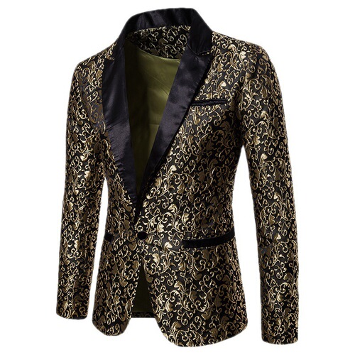 Eurasian menswear autumn/winter color large-body brocade fashionable design formal men's turnover collar suit XZ32
