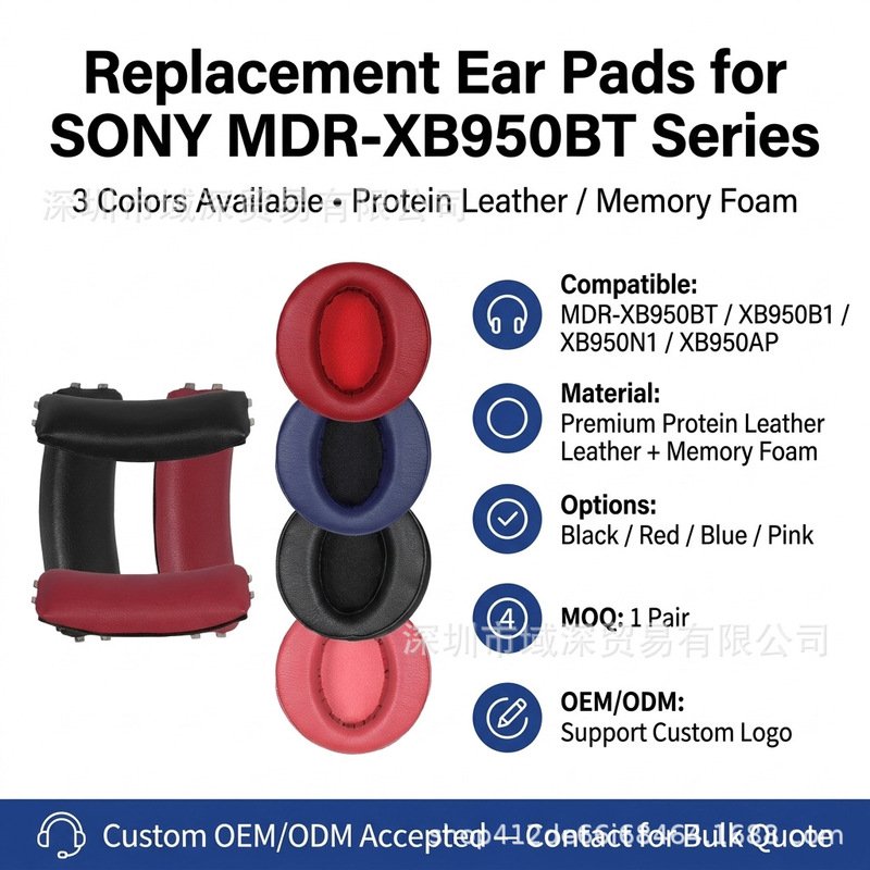 Suitable for Sony Sony Mdr-Xb950Bt Headphone Covers Xb950B1 Ear Pads Headphone Covers Sponge Covers Headband Pads Suitable for Sony Sony Mdr-Xb950Bt Headphone Covers Xb950B1 Ear Pads Headphone Covers Sponge Covers Headband Pads